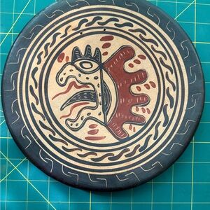 Vintage Pre-Colombian Style Crocodile God Wall Plate-Aztec Cipacli Design 9”